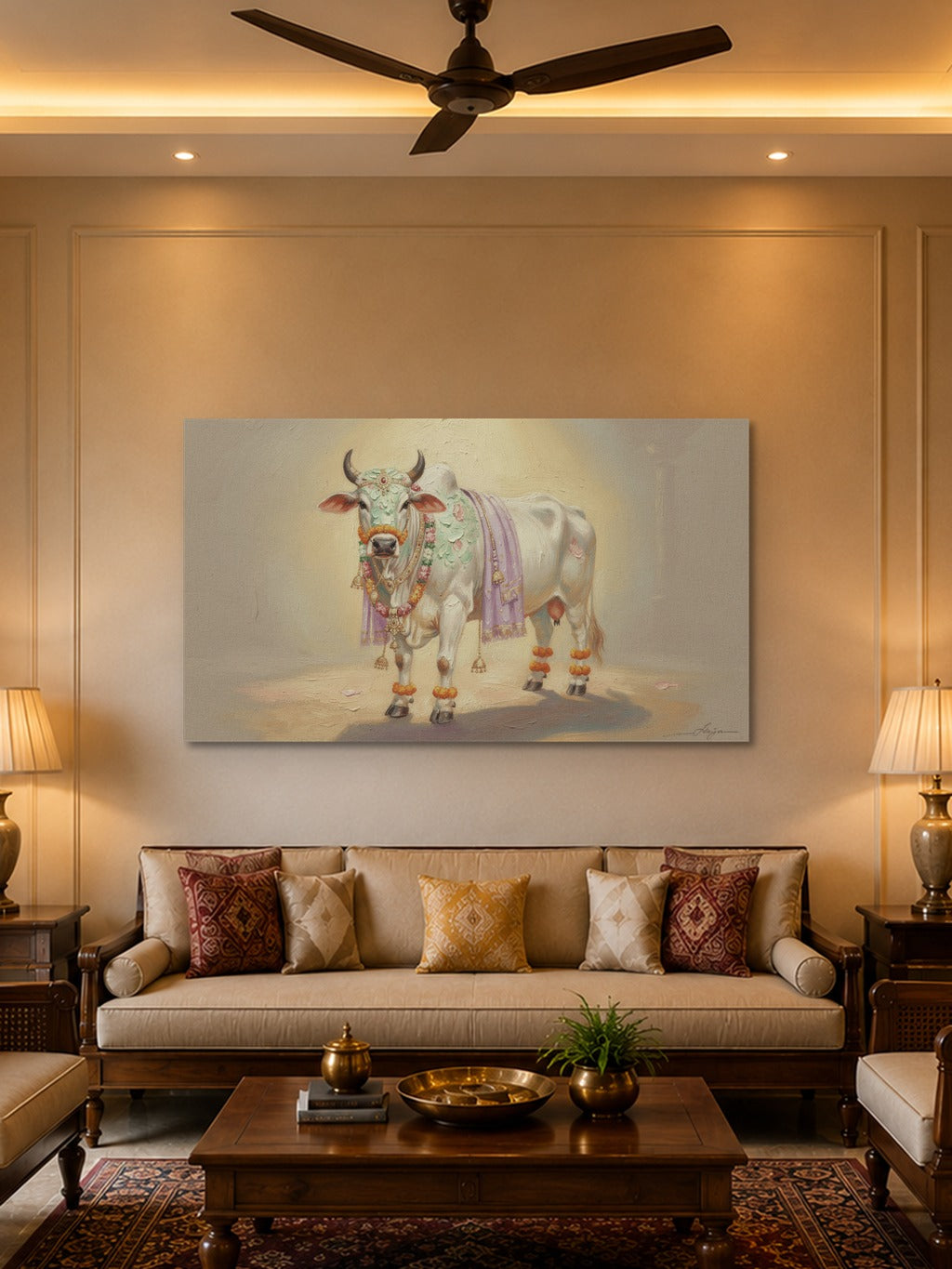 Sacred Cow Pichwai Oil Art — room 2