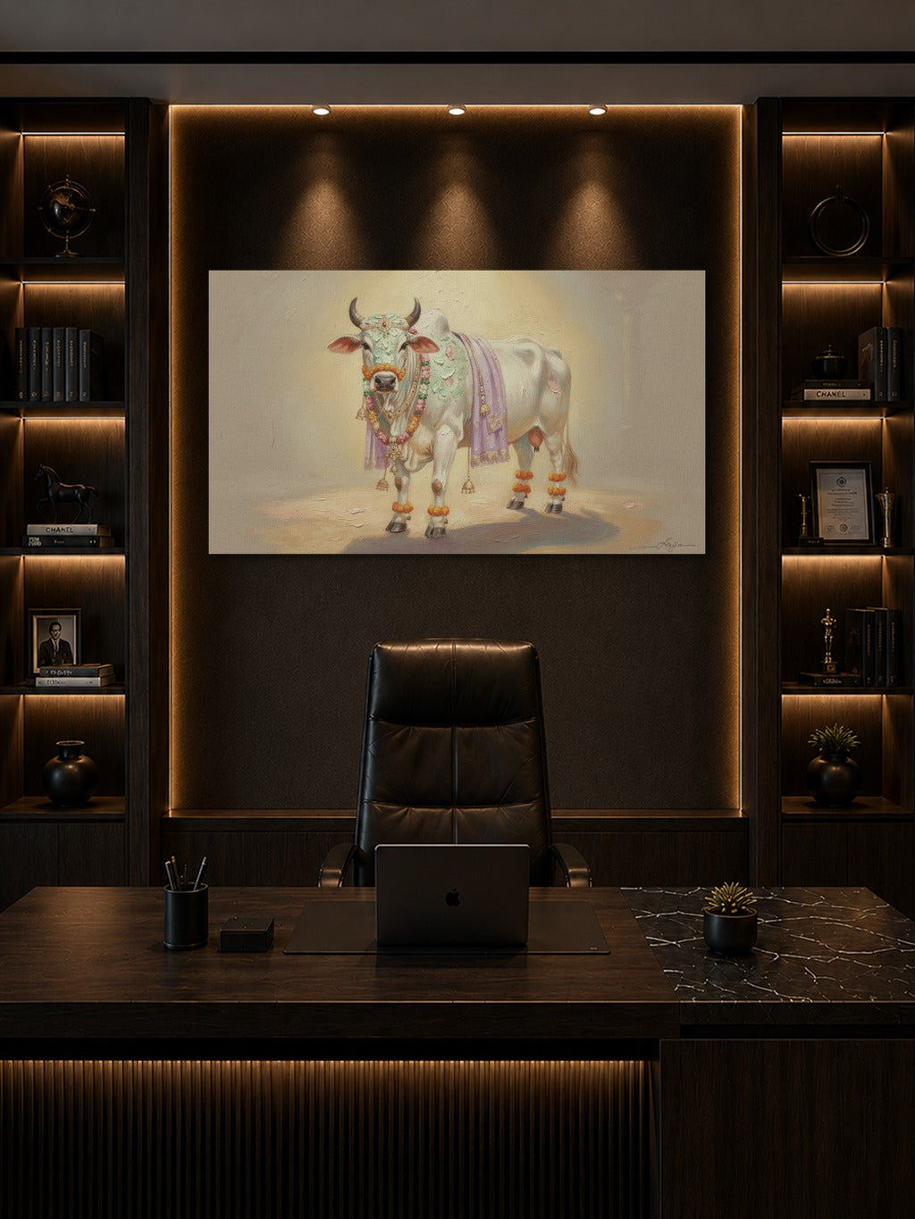 Sacred Cow Pichwai Oil Art — room 8