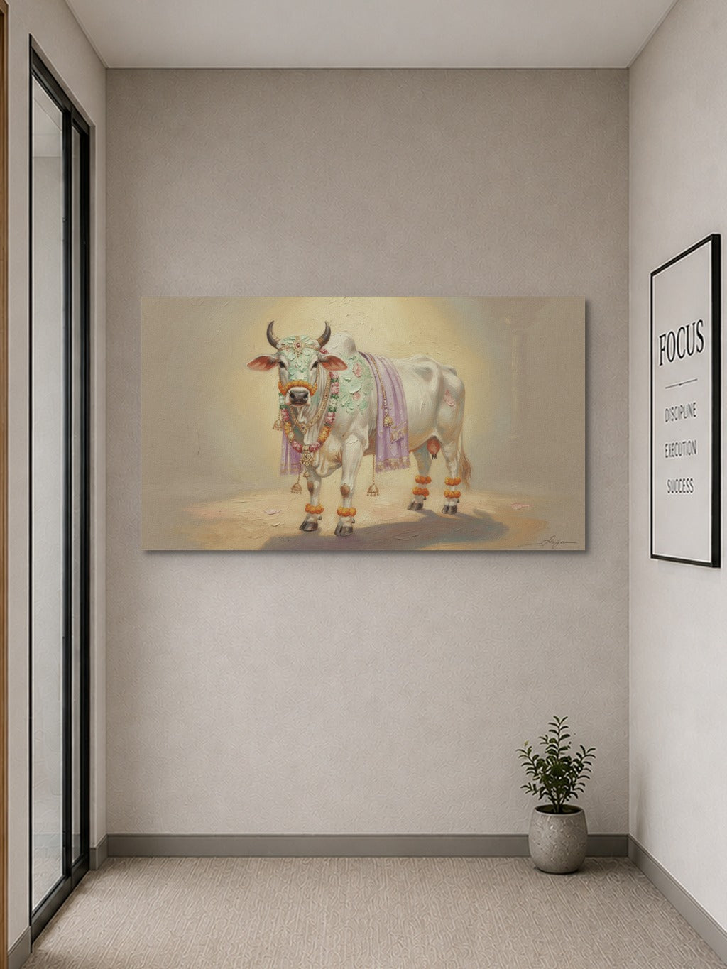 Sacred Cow Pichwai Oil Art — room 9