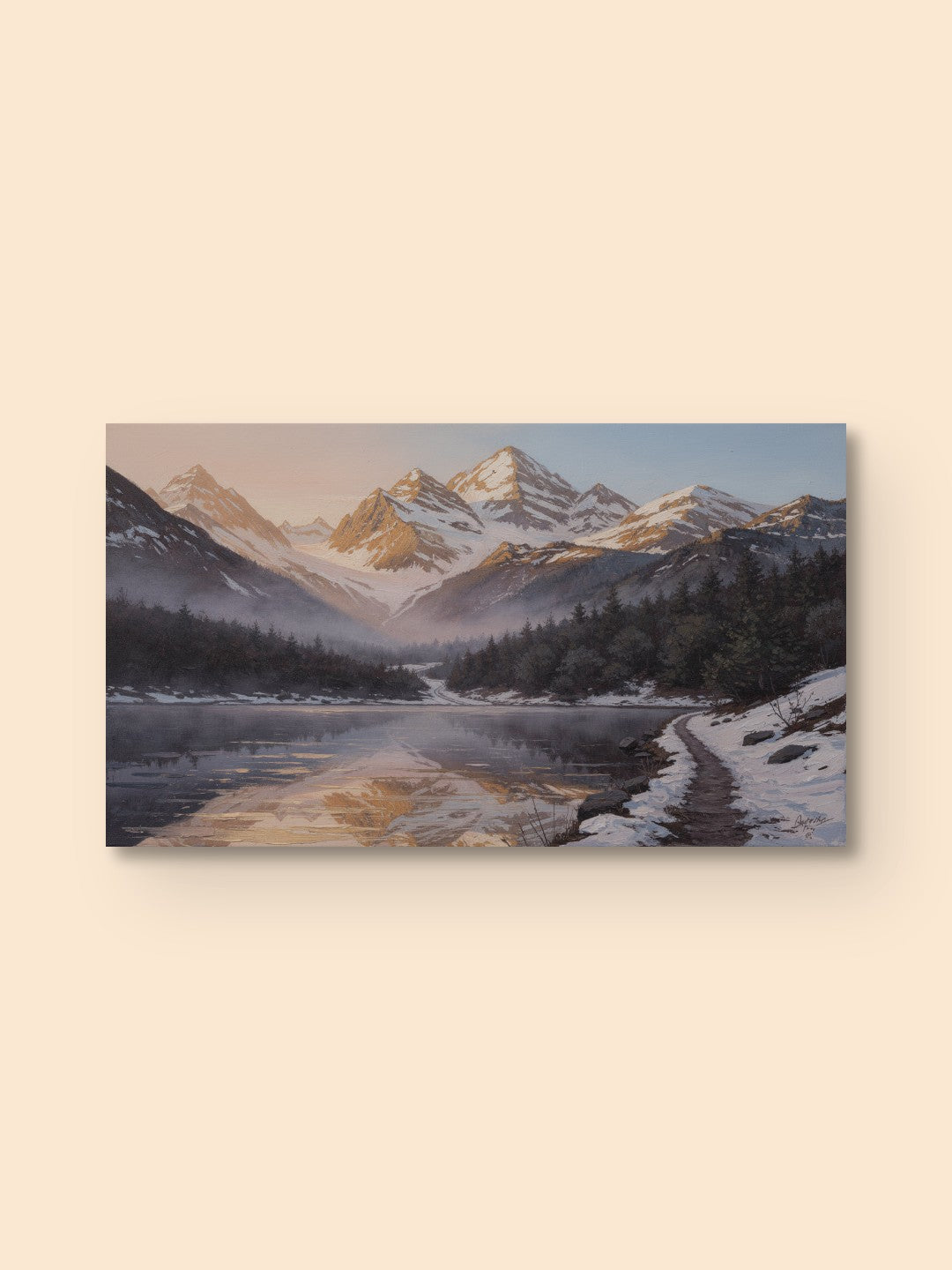 Sunrise Over Snow-Capped Peaks – Acrylic Mountain Wall Art — canvas