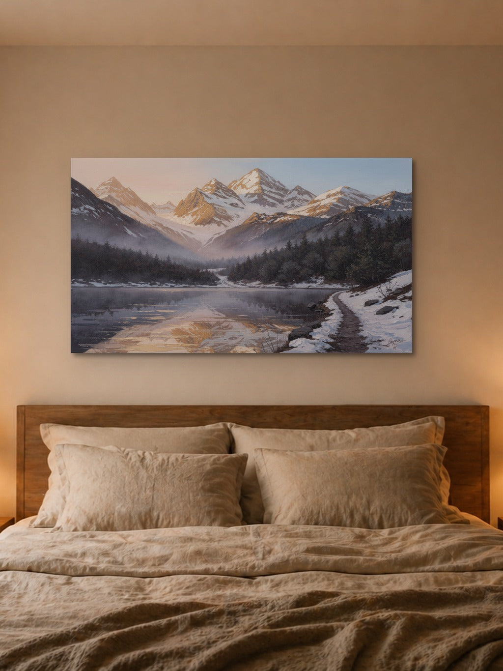 Sunrise Over Snow-Capped Peaks – Acrylic Mountain Wall Art — room 4