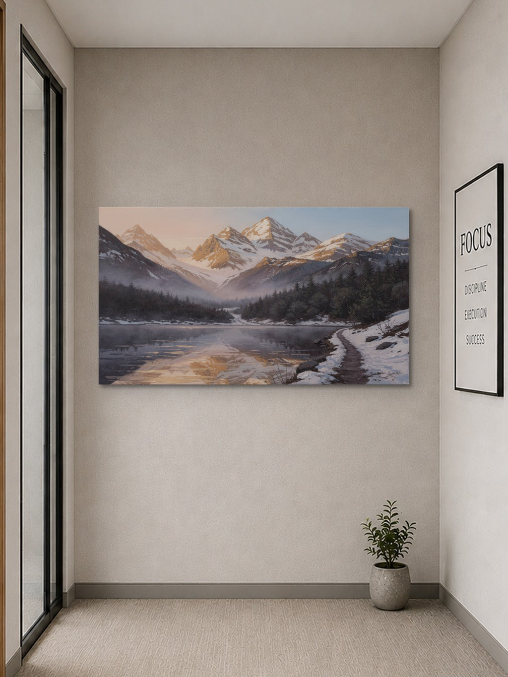 Sunrise Over Snow-Capped Peaks – Acrylic Mountain Wall Art — room 9